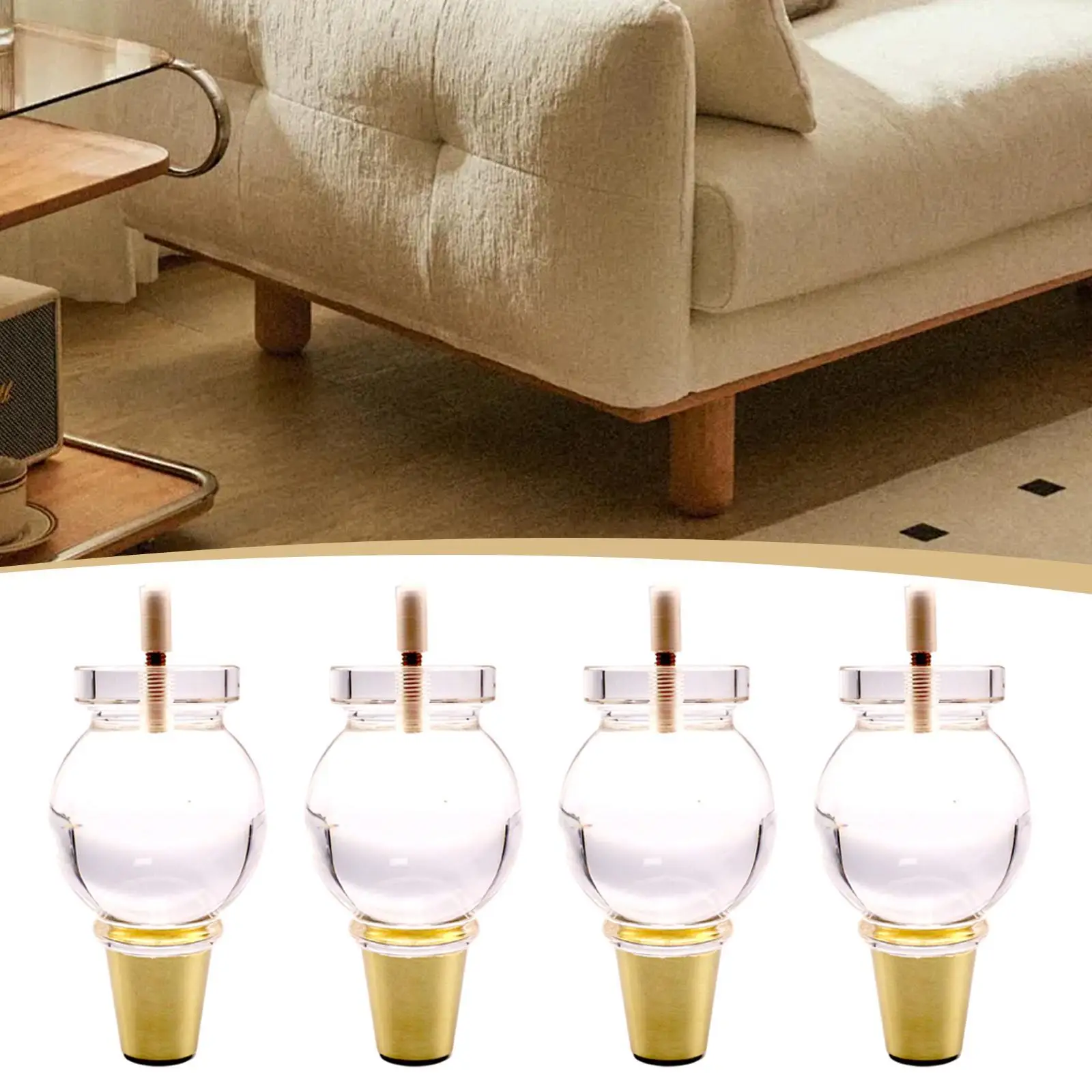 4 قطع أرجل قطع الأثاث أرجل الخزانة شفافة محمولة للمنزل يمكنك صنعها بنفسك أقدام بديلة