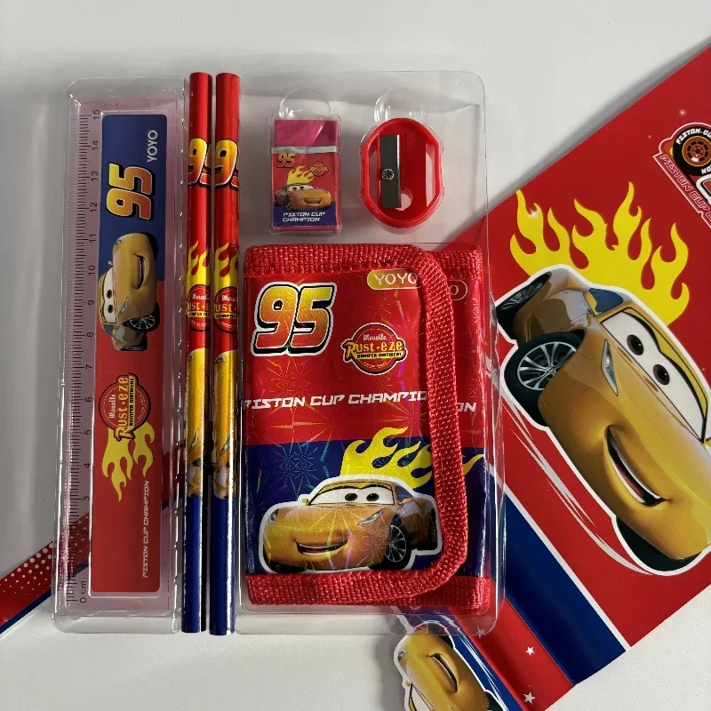 Disney Cars Stationery Set Cartoon Car Eraser Pencil Sharpener Students School Supplies Rulers Purse Children Birthday Gifts