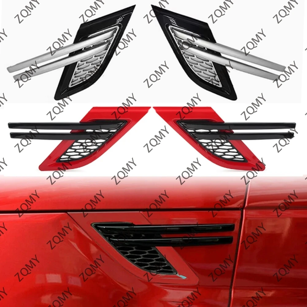 2PCS Glossy Black Car Front Fender Vent Mesh Grille Cover Decoration Trim For Land Rover Range Rover Sport 2014 2015 2016 2017