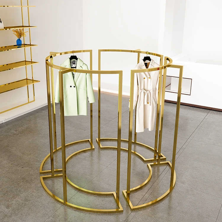 Wholesale Women Boutique Clothing Store Hanger Display Rack Clothes Gold Garment Rack Clothing Rack For Retail Store