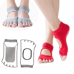 Five-finger Yoga Socks for Women Cotton Backless Non-slip Pilates Socks Breathable Ballet Dance Ankle Sports Dot Glue Socks