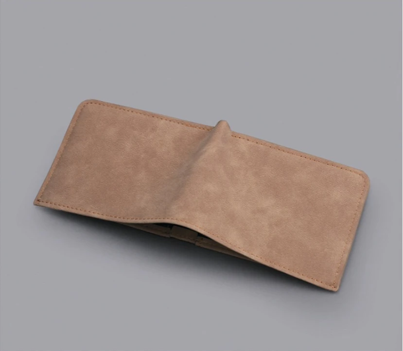 Europäische und amerikanische Retro-Kurzbrieftasche für Herren, 2-fach, mit Dollar-Clip, einfarbig, PU-Herrenbrieftasche – Detail 9