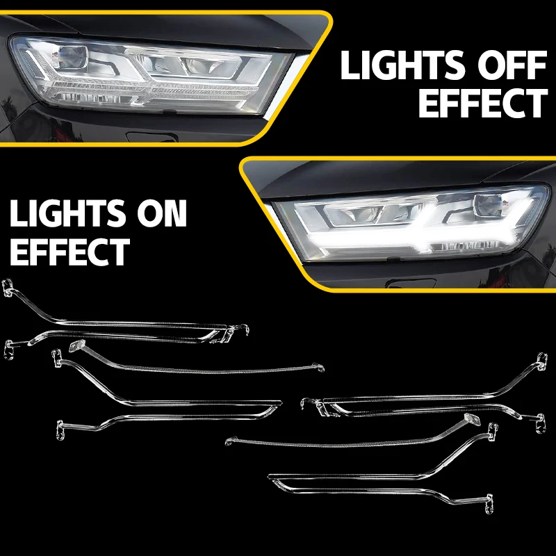 

For AUDI Q7 2016 2017 2018 2019 Car LED DRL Daytime Running Lights Light Guide Tube