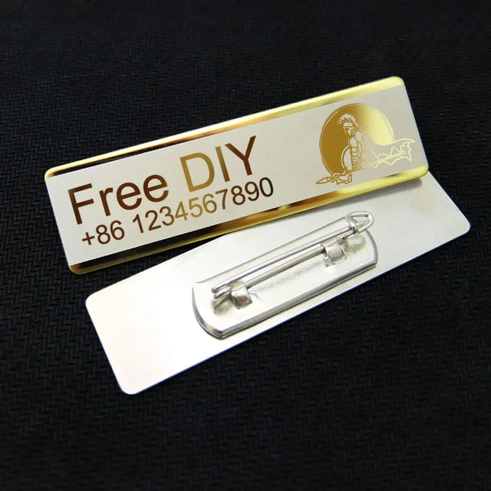 High Quality DIY Free Custom Name or Logo Stainless Steel Brooch Pin Badges Rectangle Blank Lapel Pins Accessories Decorated