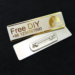 Hohe Qualität DIY Freies Custom Name oder Logo Edelstahl Brosche Pin Abzeichen Rechteck Blank Revers Pins Zubehör Dekoriert