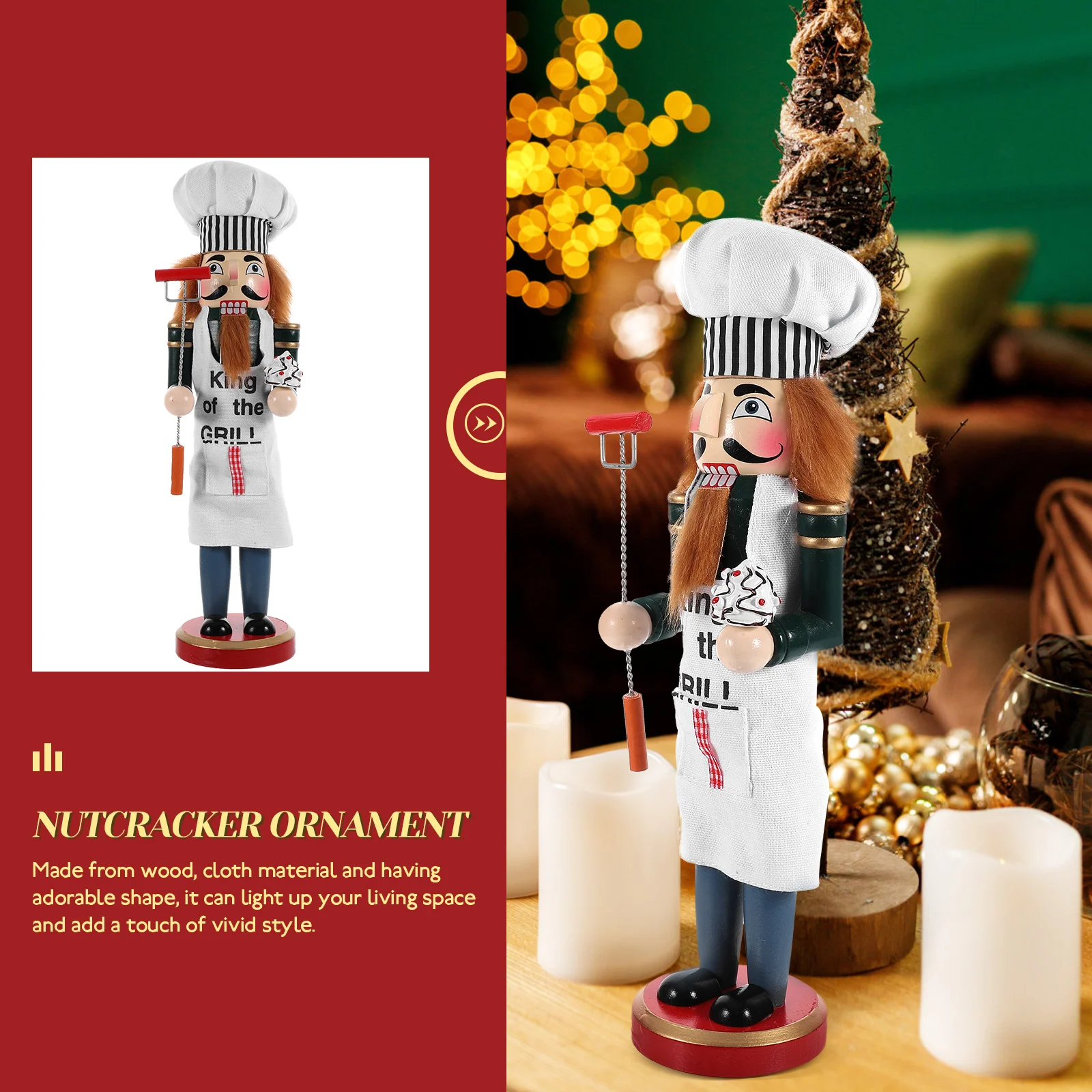 

1pc Wooden Nutcracker Figure Christmas Ornament Desktop Decor Holiday Party Decoration Xmas Nutcrackers Home Office Car Indoor