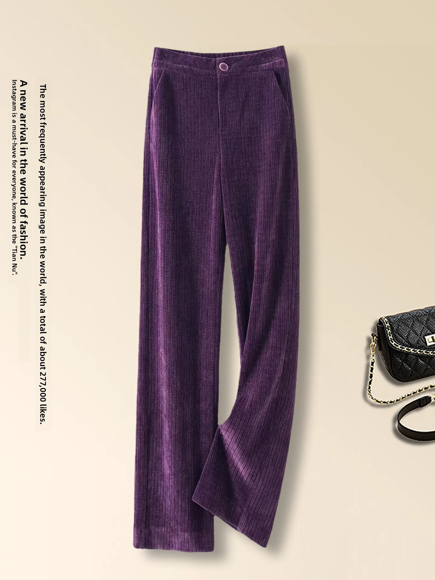 

High Waist Drapey Casual Wide Leg Pants Women's Autumn Winter New Style Loose Corduroy Straight Leg Pants Elegant Simple Style