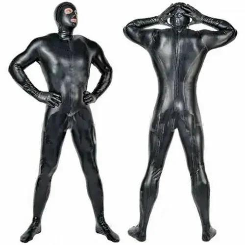 Bodysuit látex com capuz, Gummi geral, Zentai Kostüm, Strumpfhose, XS-XXL