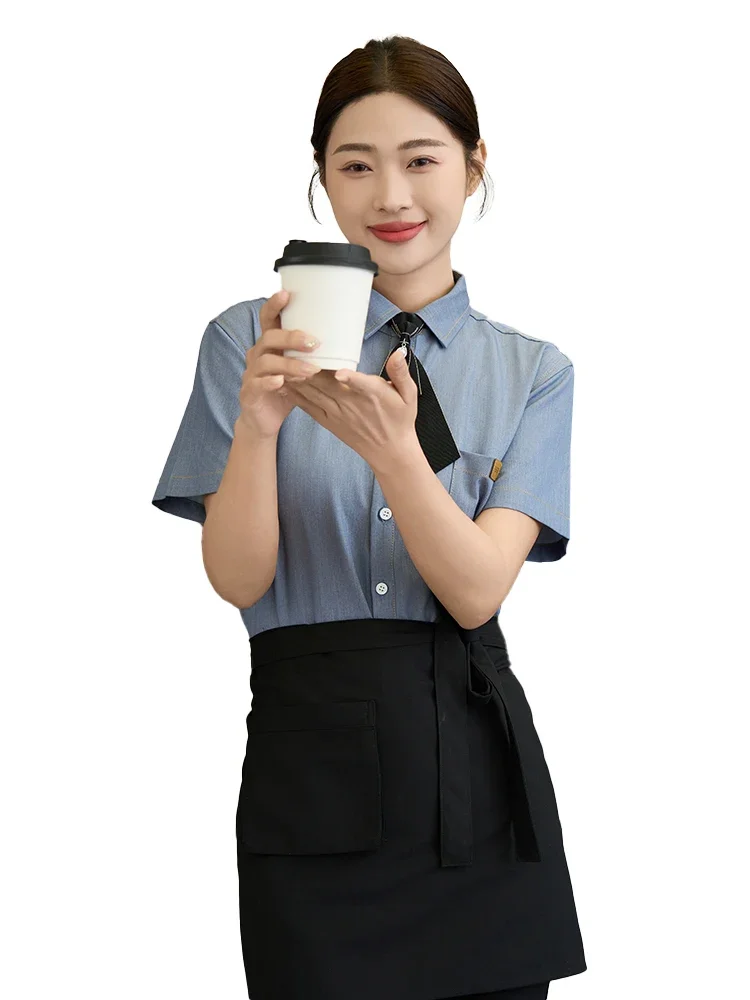 Uniforme de serveuse pour service alimentaire, vêtements de travail, chemises du personnel de Chamonix Café, vêtements de travail pour hôtel, salopette Bubble Tea, manteau de magasin