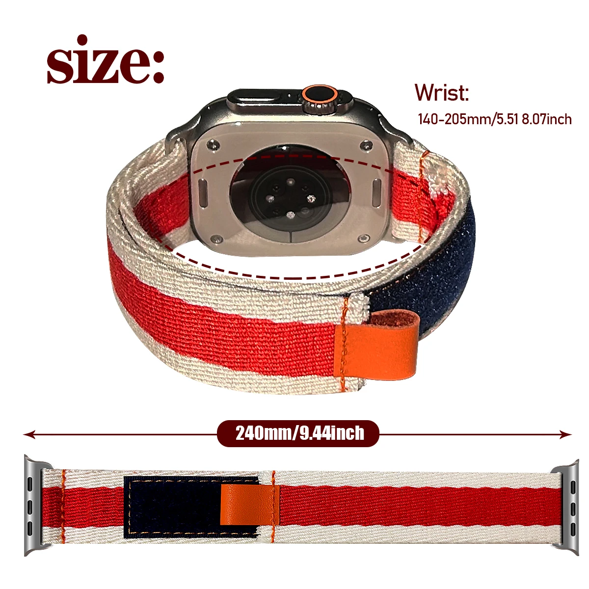 حزام من القماش لساعة أبل باند ، سوار ساعة بألوان مزدوجة ، سلسلة iWatch Ultra SE 1 2 3 4 5 6 7 8 9 ، 38: 50 ، 41: 41: 42: 44 ‏ 45 ، ‏ 49