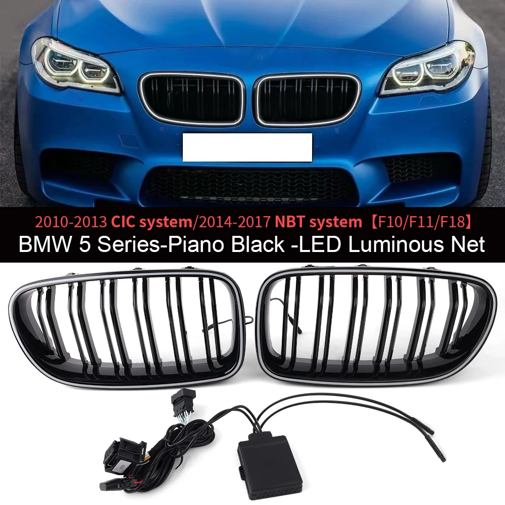 

For BMW F10 F11 F18 F30 F35 Car Front Bumper Kidney Grille Racing Grills Grilles Gloss Black Dual Slats Grill 3 Series 12-19
