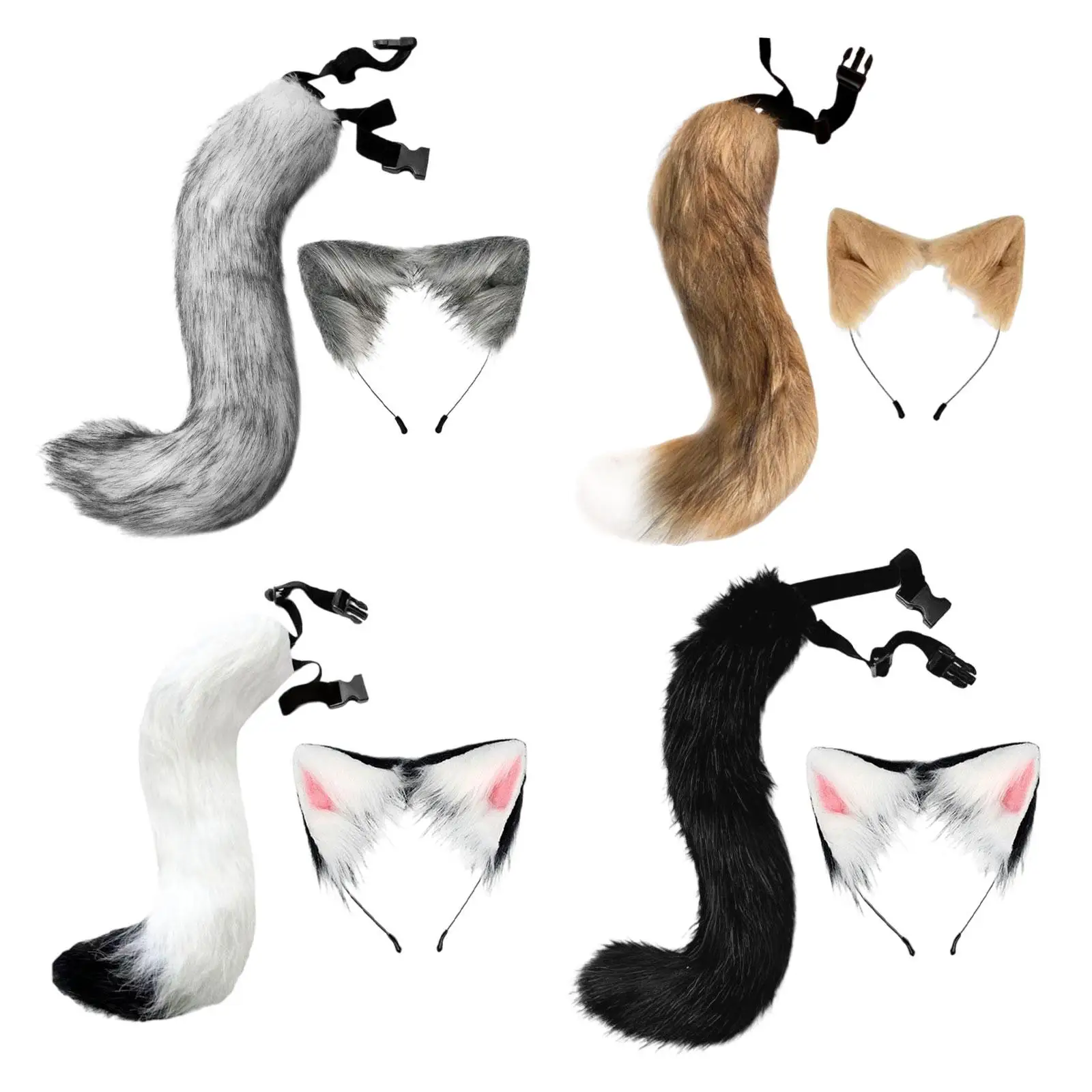 Set orecchie e coda, costume da animale per feste cosplay, compleanni.