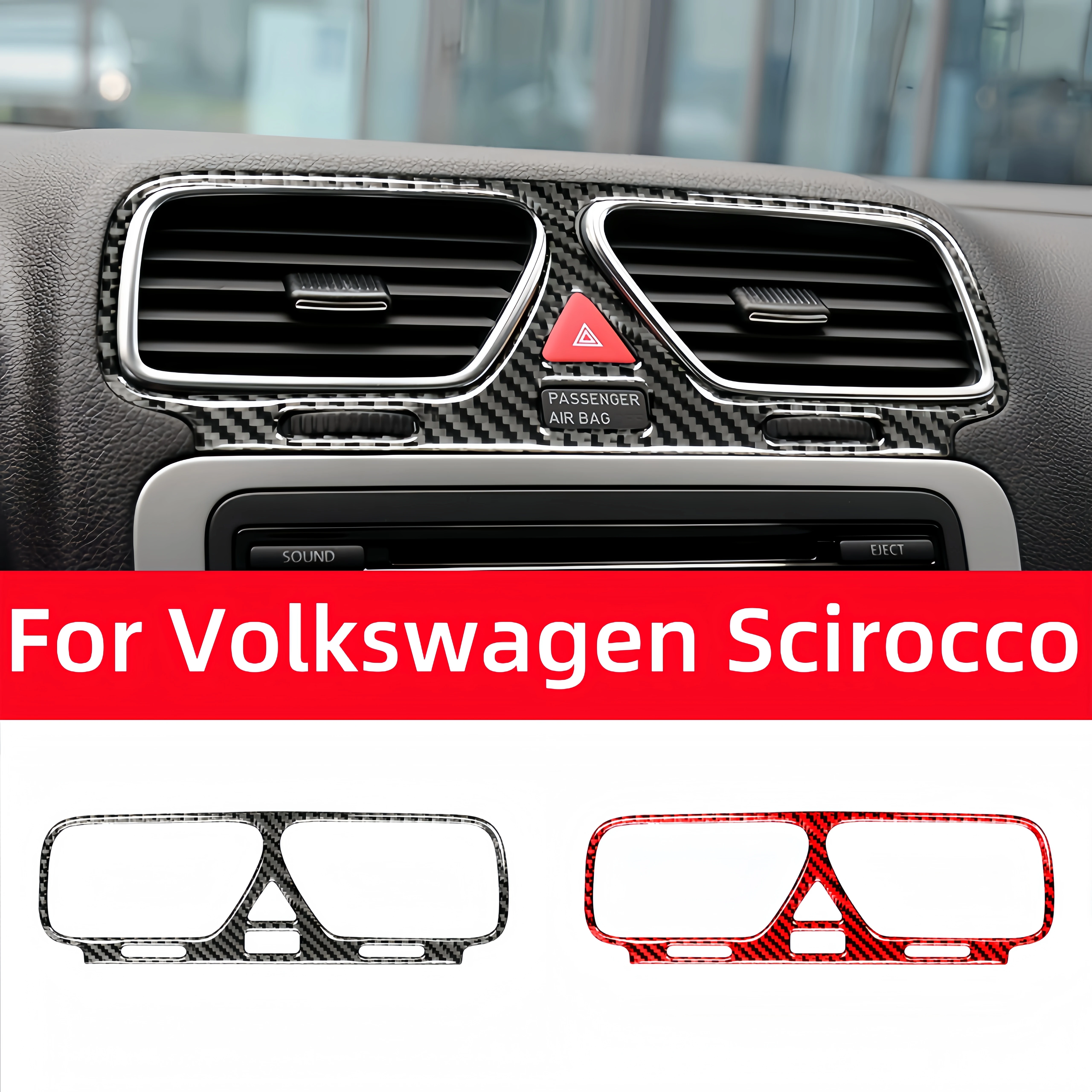 For Volkswagen Scirocco R 2009-2016  Accessories Carbon Fiber Internal Cover Stickers Central Air Vent Decoration Car Styling