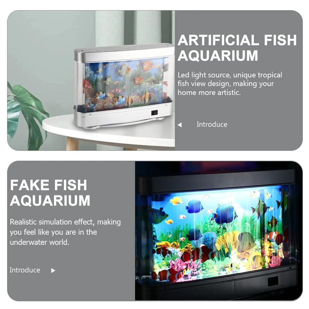 Artificial Fish Lamp Decorative Aquarium Lamp Aquarium Tank Lamp For Home Decoration Fake Fish Tank Ornament (US Plug)