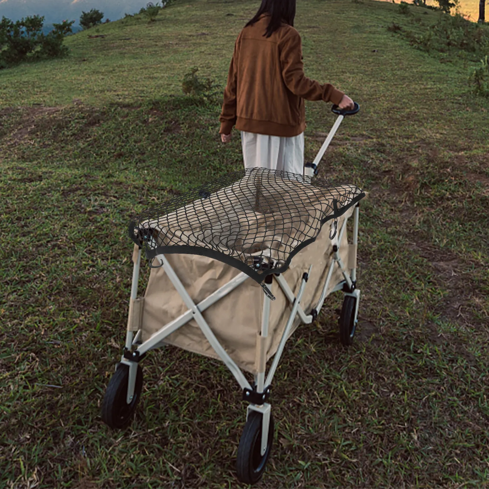 Cargo Netting Collapsible Wagon Extended Cover Black Camping Trolley Accessories