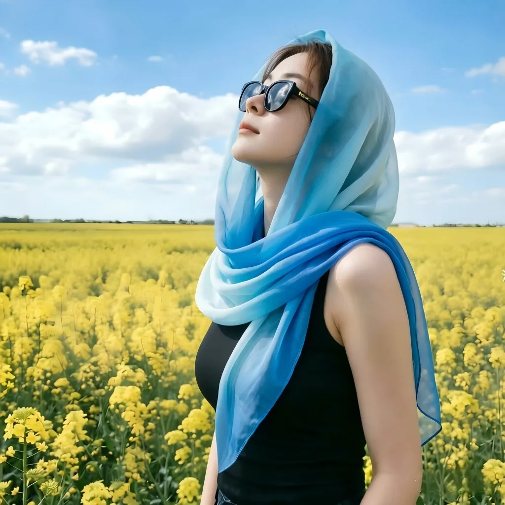 Mode Vier Jahreszeiten Frauen Einfarbig Dünne Weiche Strand Dünne Seidige Georgette Schal Schals Lange Wraps Strand Sonnencreme Hijab – Detail 1