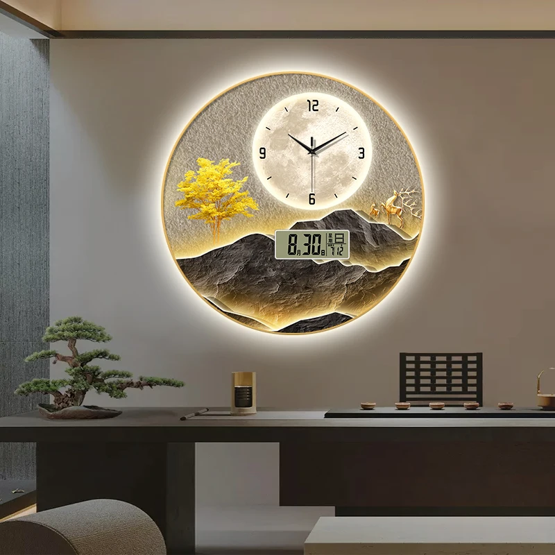 Silent Nordic Wall Clock Office Living Room Round Aesthetic Wall Clock Calendar Modern Wandklok Woonkamer Decoration Items