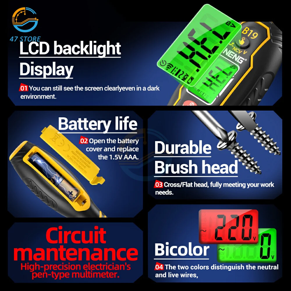 B18 電圧テストペンワード/クロスドライバー多機能 NCV 電圧誘導電気技師テスターペン非接触テストツール