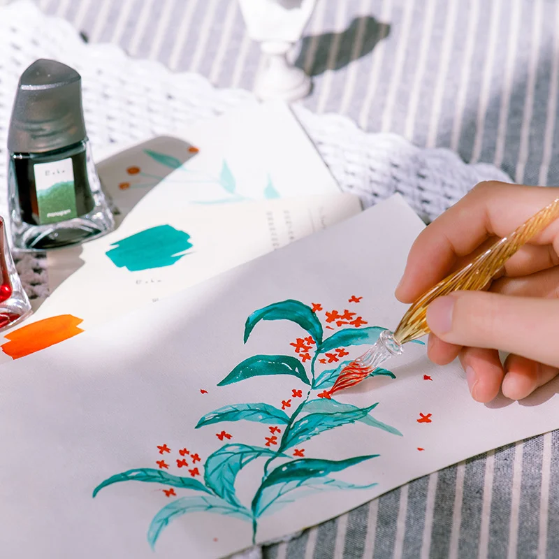 

Ручка перьевая с монограммой, бескарбоновые цветные чернила, 15 мл, ручка в клетку