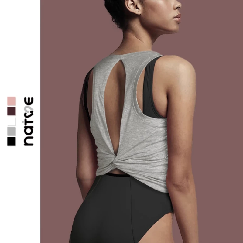 

Женская летняя майка свободного кроя для йоги с открытой спиной и без рукавов для пилатеса и фитнес-тренировок