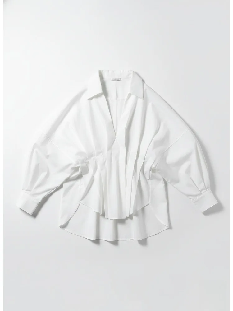 

Женская блузка Bonboho с глубоким V-образным вырезом, рукавами «летучая мышь», плиссированная, свободного кроя, однотонная, весна-лето 2026, элегантная офисная одежда для женщин