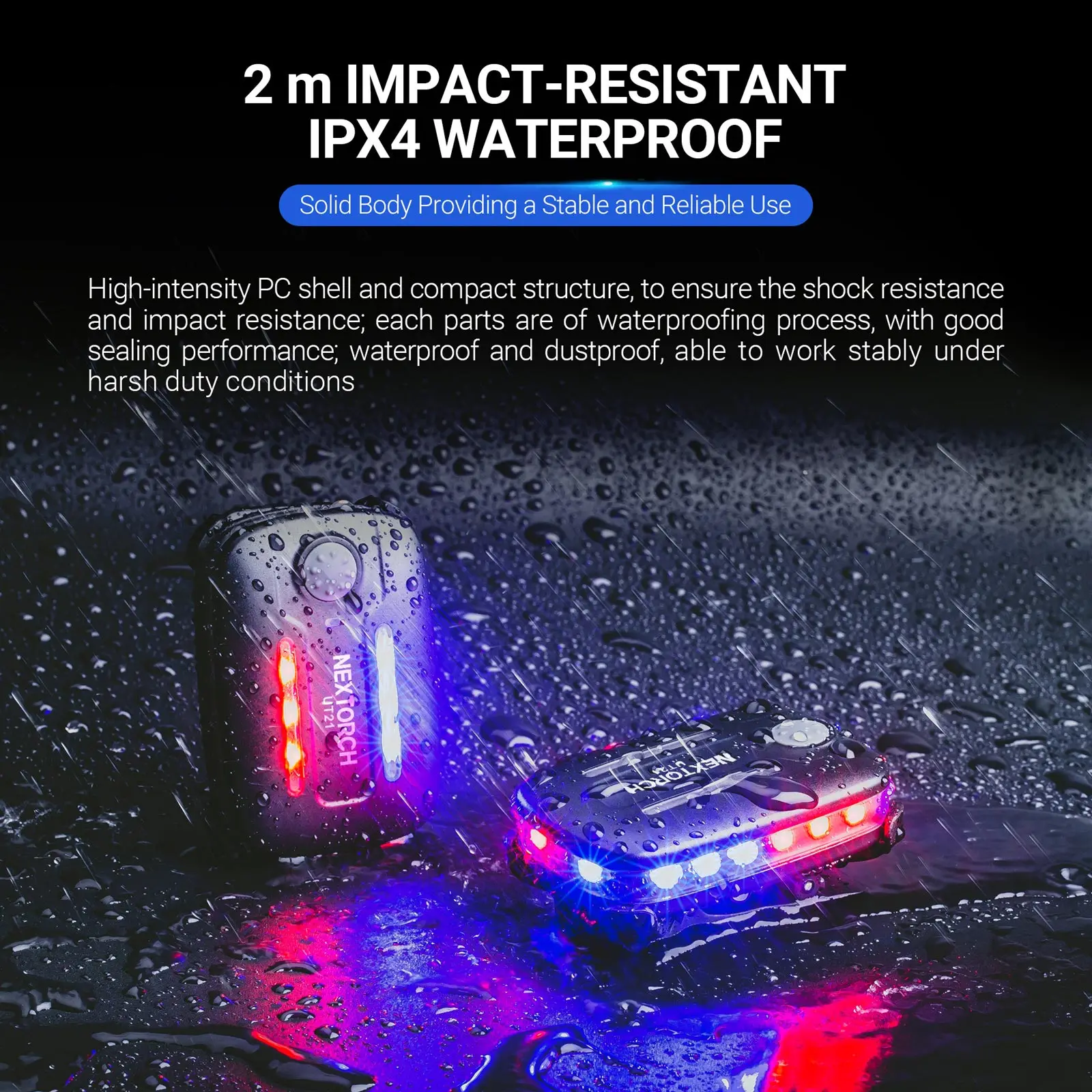 NEXTORCH-Gravity Sensing Polícia Ombro Luzes, Patrulha Policial, luzes LED vermelho e azul, rotação de 360 °, lâmpada de segurança aviso, UT21