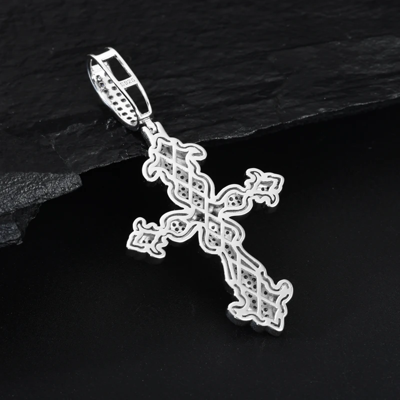 TUHE Unisex S925 New Cross Pendant Necklace Iced Out Moissanite Gold Silver Color Charm For Men Hip Hop Fine Jewelry