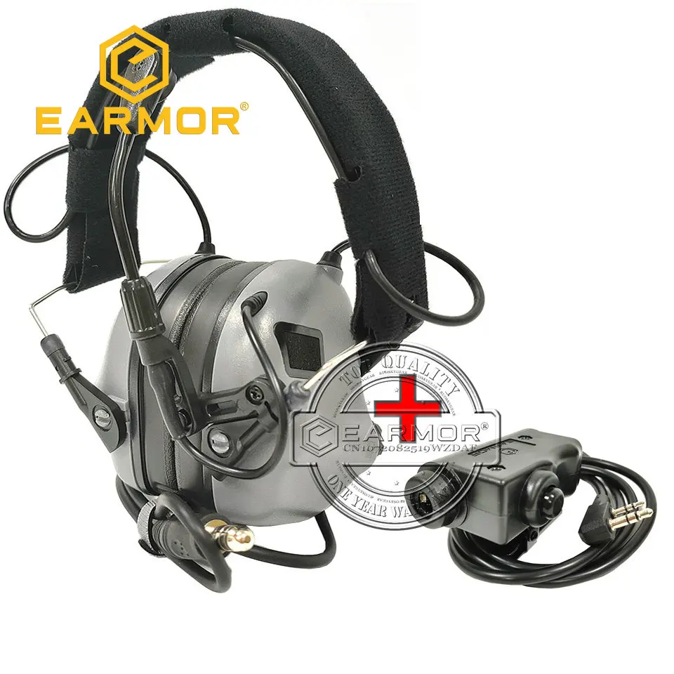 EARMOR M32 MOD4 Tactical Headset & M51 PTT Adapter Set Suitable for Baofeng Radio Communication Shooting Noise Clearance