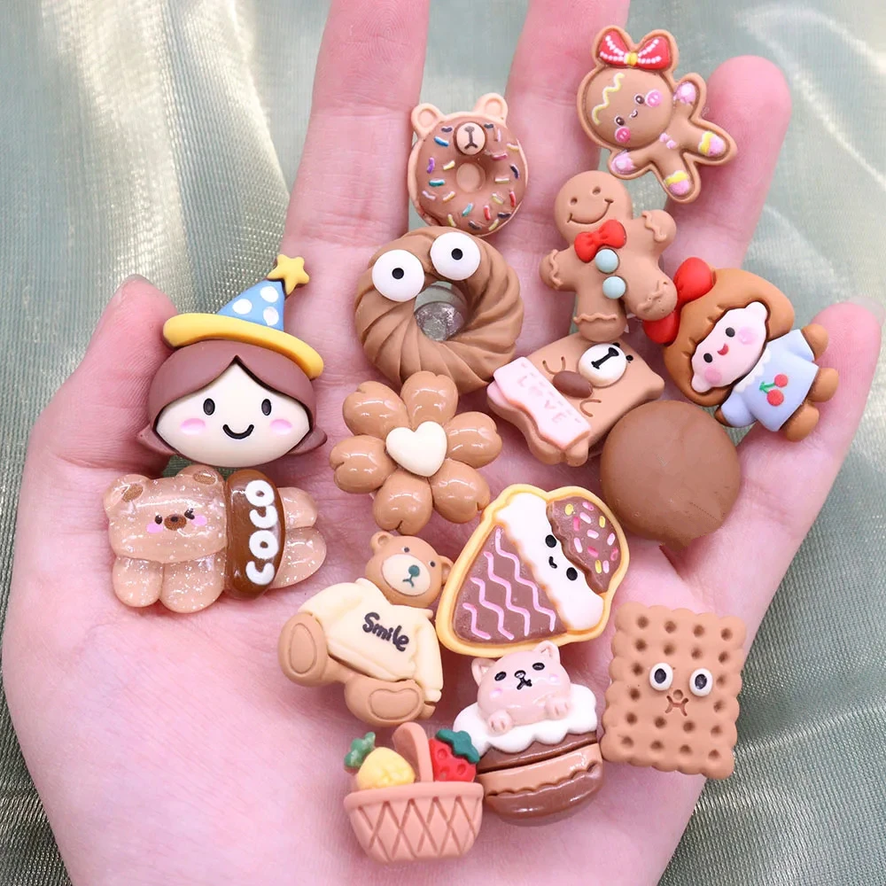 1-14pcs Cookies Donuts Fruit Basket Lovely Girls Resin Shoe Charms Decorations Children Sandals Shoes Buckle