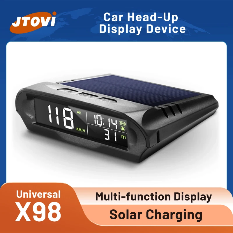 Solar Digital Car OBD2 HUD GPS Head Up Display Auto Speedometer Over-Speed Fatigued Driving Reminder Car Clock Temperature Show