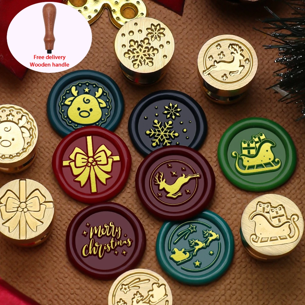 

15mm Exquisite Brass Wax Seal Stamp Head Fine Carved with Wooden Handle Journal Wedding Gift Envelope Sealing Craft Decor Stamp