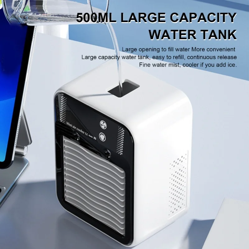 Portable Desktop Air Conditioner Low Noise USB Rechargeable Digital Display With Mist Cooler For Sleeping Working
