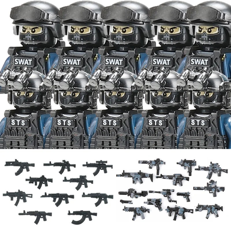 

Военные фигурки Риот, полицейский солдат, строительные блоки, городской коммандос, спецназ, спецназ, оружие, жилет, кирпичи, детские игрушки, подарок