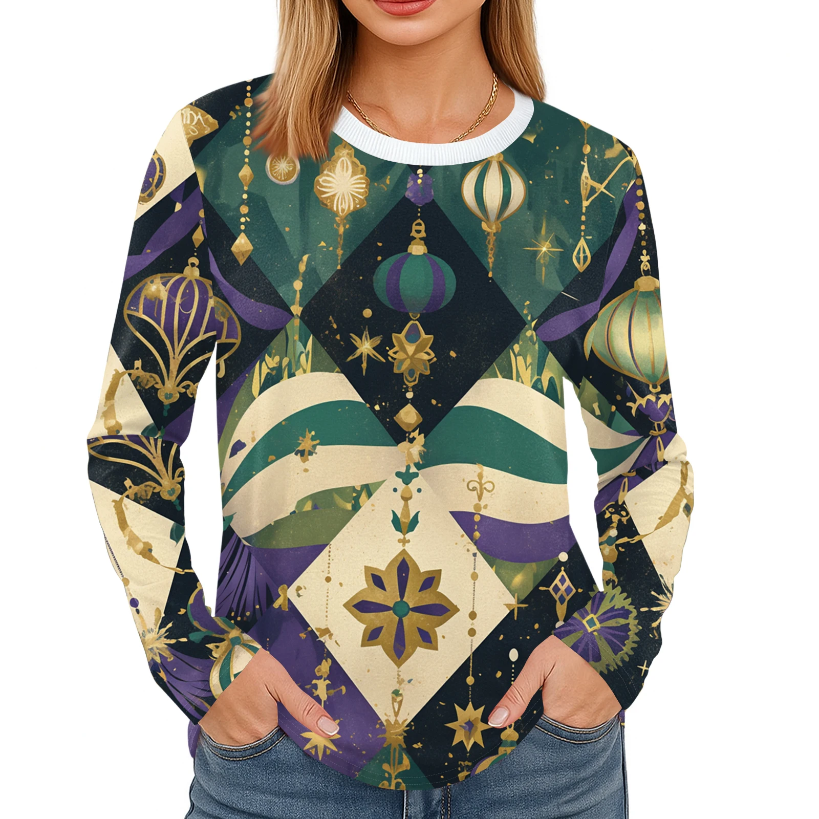 

Nurse Uniforms Women'S Carnival Crew Neck Top Fashionable And Casual Long-Sleeved T-Shirt Casual Basic Loose Pullover Cute Print