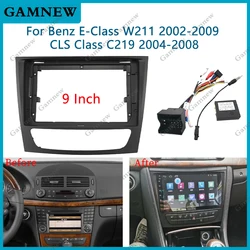 9 Inch Car Radio Fascias Frame For Mercedes Benz E-Class W211 CLS Class C219 2DIN Stereo Panel Harness Wiring Power Cord Canbus