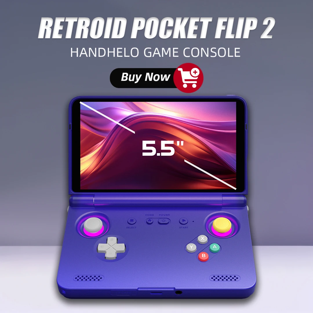 AMPOWN Retroid Pocket Flip2 Portable Retro Video Game Player 5.5'' AMOLED Android Handheld Game Players Spelcomputer Met Games