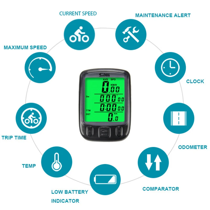 Waterproof Bicycle Computer With LCD Digital Display Bicycle Odometer Speedometer Riding Wireless Stopwatch Riding Accessories