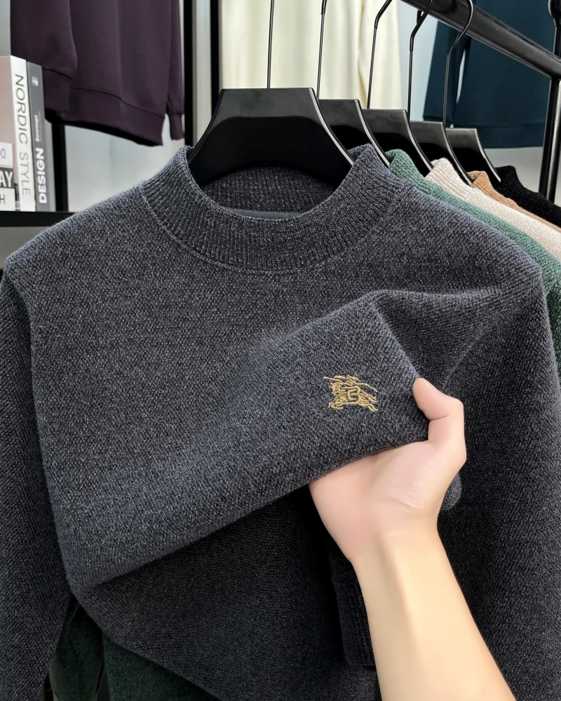 

High end brand exquisite pony embroidery sweater men's winter trend plush warm designer new luxury Paul knitted casual pullover