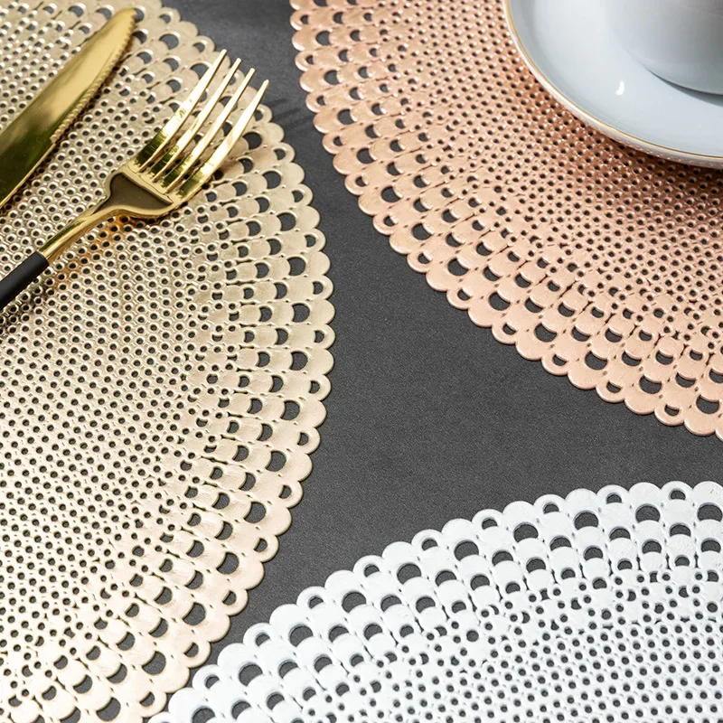 مفرش دائري مانع للانزلاق ، مفرغ للخارج ، عزل حراري ، حصيرة طاولة ، قاعدة أكواب ، طراز غربي ، كلوريد متعدد الفينيل ، فندق ومطعم ، قطر 38 ، 2 #3