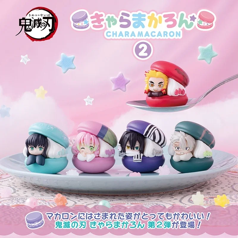 In Stock Bandai Anime Figure Demon Slayer Macaron Style 2 Twisted Egg Mi Li Xiao Ba Nei Wu Yi Lang Model Doll Desktop Toys Gifts