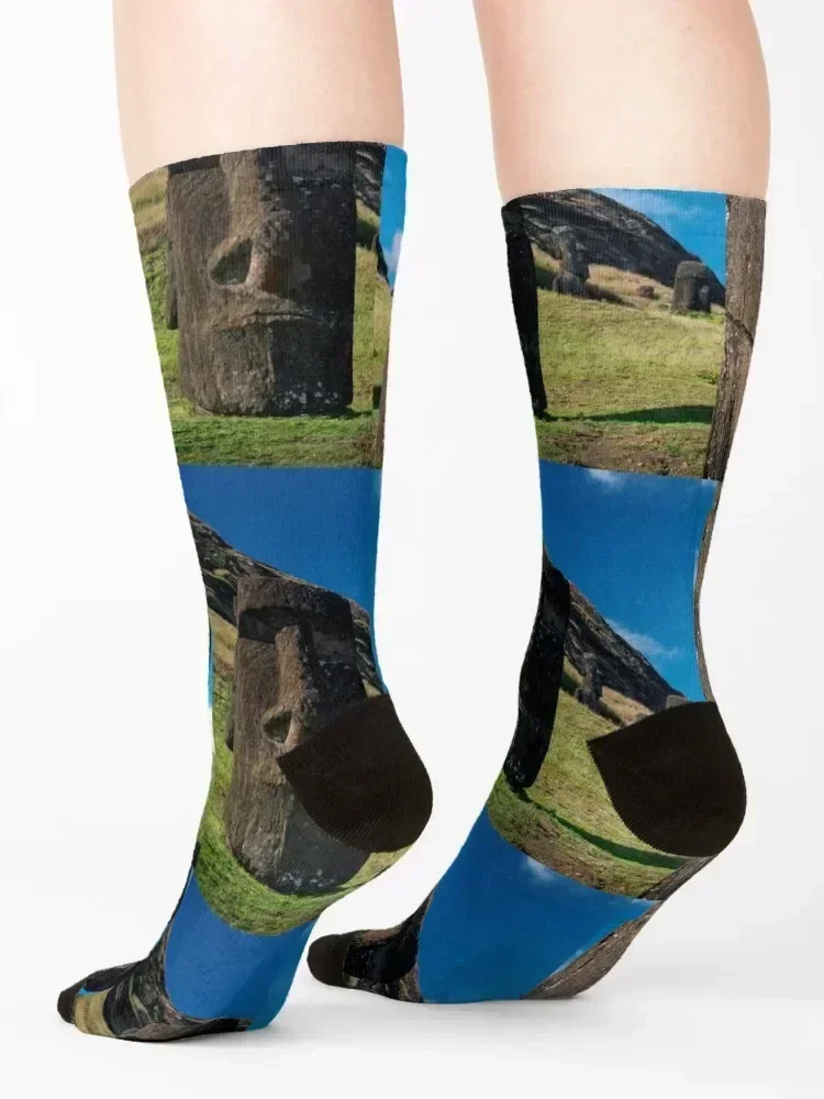 Moai on Easter Island Socks man Climbing compression happy Socks Ladies Men's