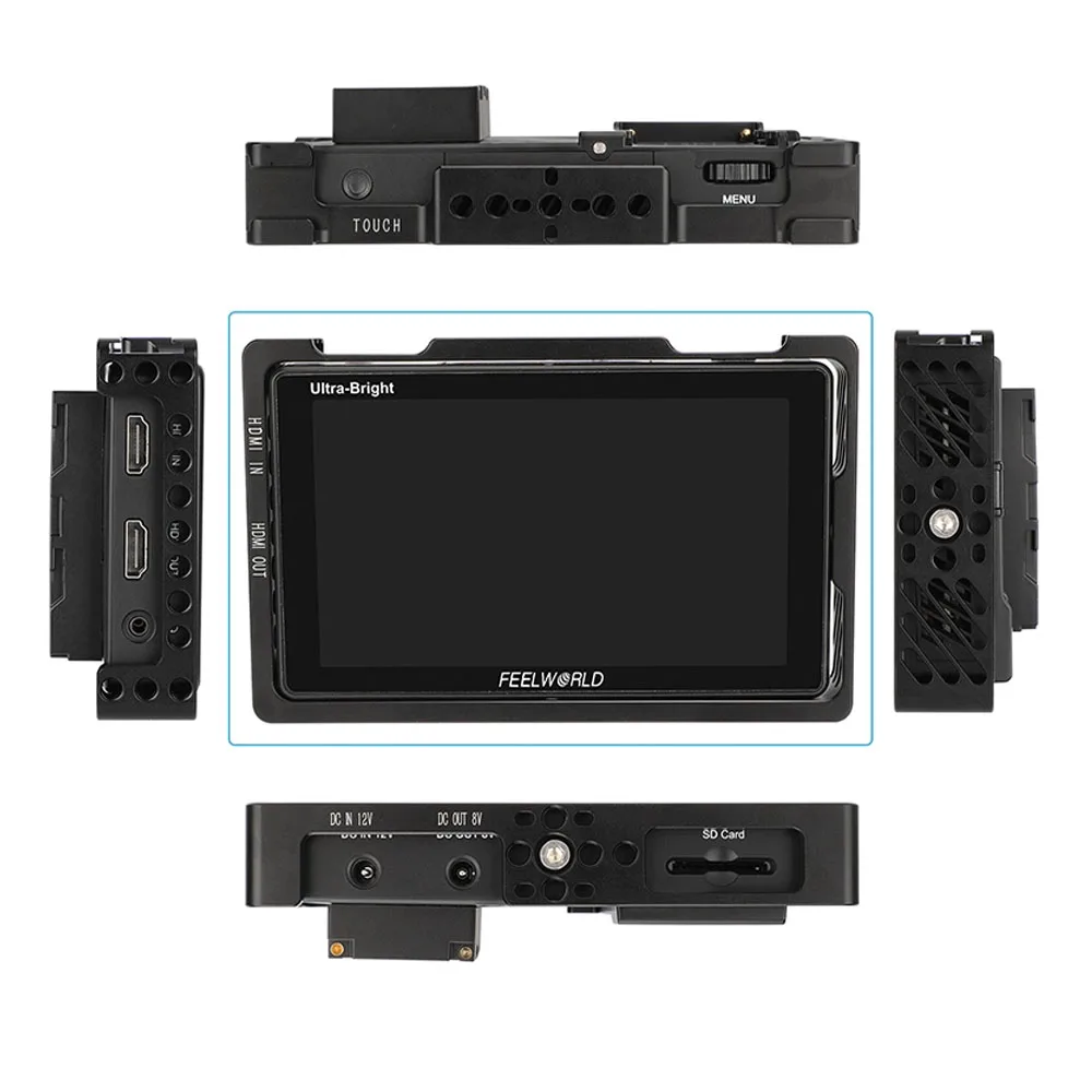 CAMVATE-funda protectora para soporte de Monitor FeelWorld LUT5 de 5,5 pulgadas, con montaje superior y 20 hilos para luz de vídeo y mango