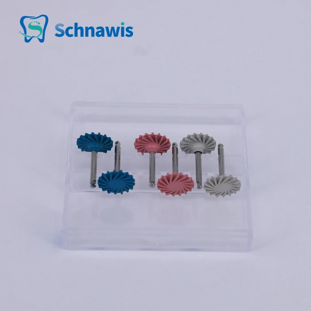 6pcs/box Dental Composite Resin Polishing Disc wheel Kit Brush Burs Silicone with Diamond disc 2 Step Polishing Dentist Tool