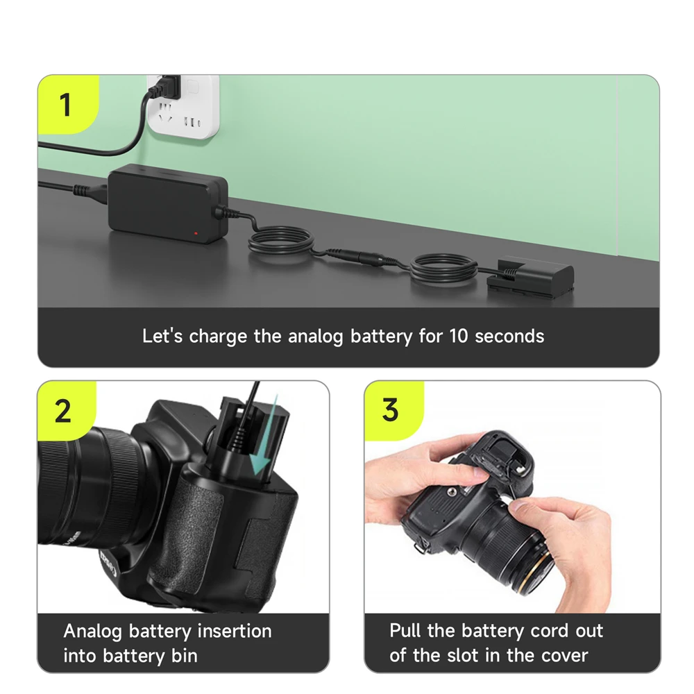 LP-E6 LP E6 E6N batería simulada, fuente de alimentación continua, Kit de adaptador de CA para Canon EOS 5DS R 5D Mark II 5D Mark III 6D 7D 70D 80D