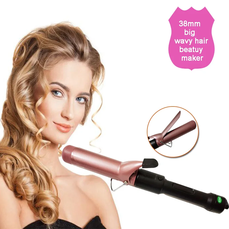 

Professional Fast Heating Hair Crimp Curler LCD Temperature Adjustable Big Wavy Perm Hair Curling Iron With A Clip