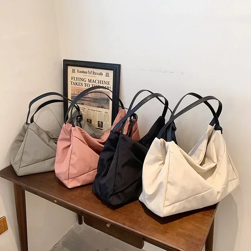 

Fashionable Canvas Shoulder Bag with Large Capacity Korean Student Art Simple Multifunctional Shopping Bag Travel Shoulder Bag