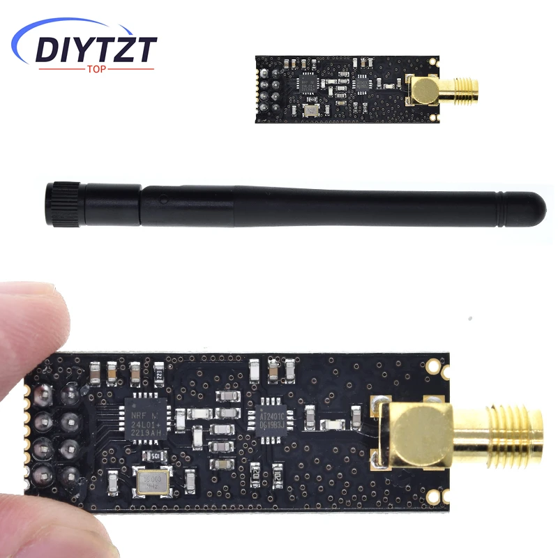 DIYTZT 1 Uds promociones especiales módulos inalámbricos NRF24L01 + PA + LNA de larga distancia de 1100 metros (con antena)