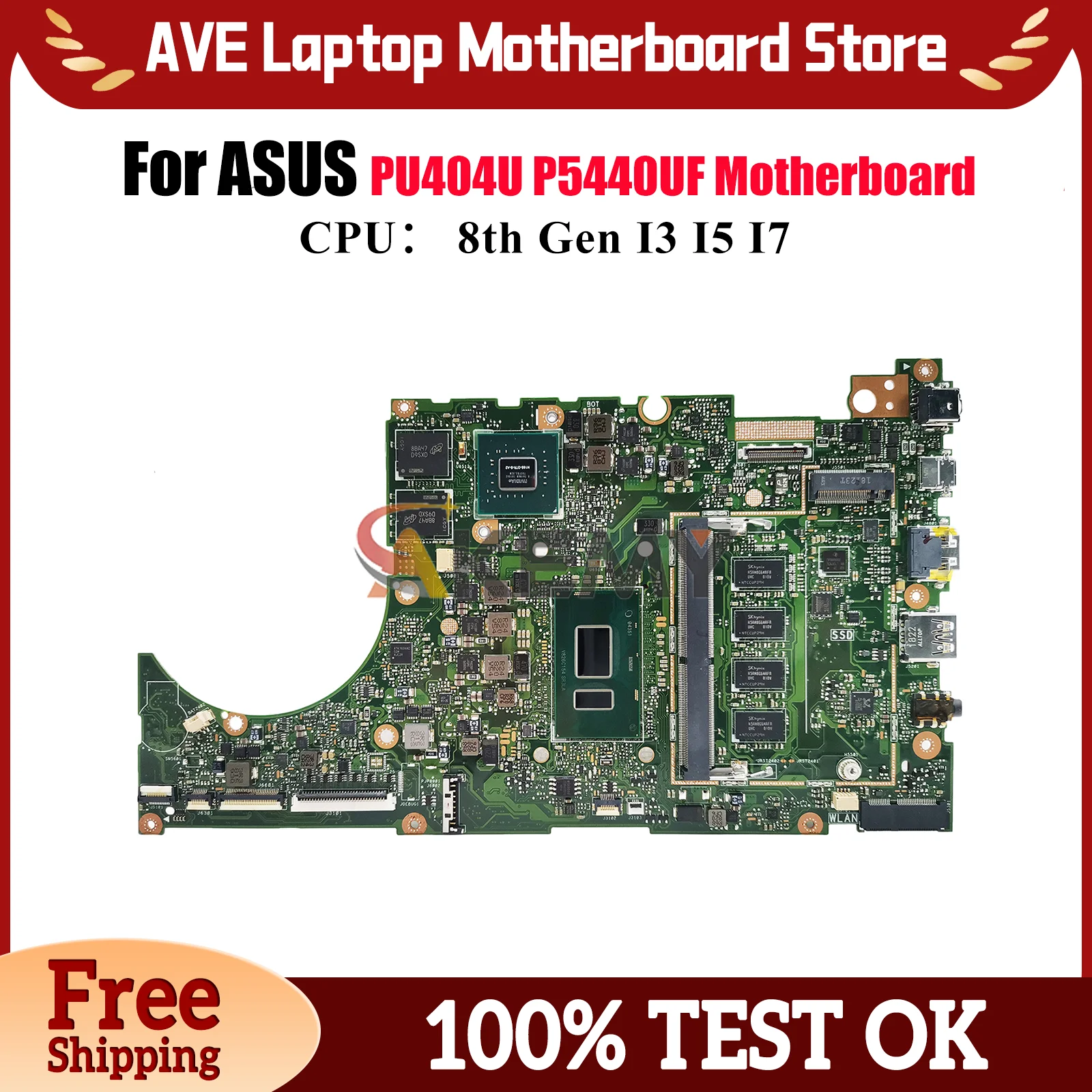 

P5440UF Laptop Motherboard For ASUS ProArt P5440UF PU404U P5440U Notebook Mainboard With I3 I5 I7 CPU 100% tests OK fast ship