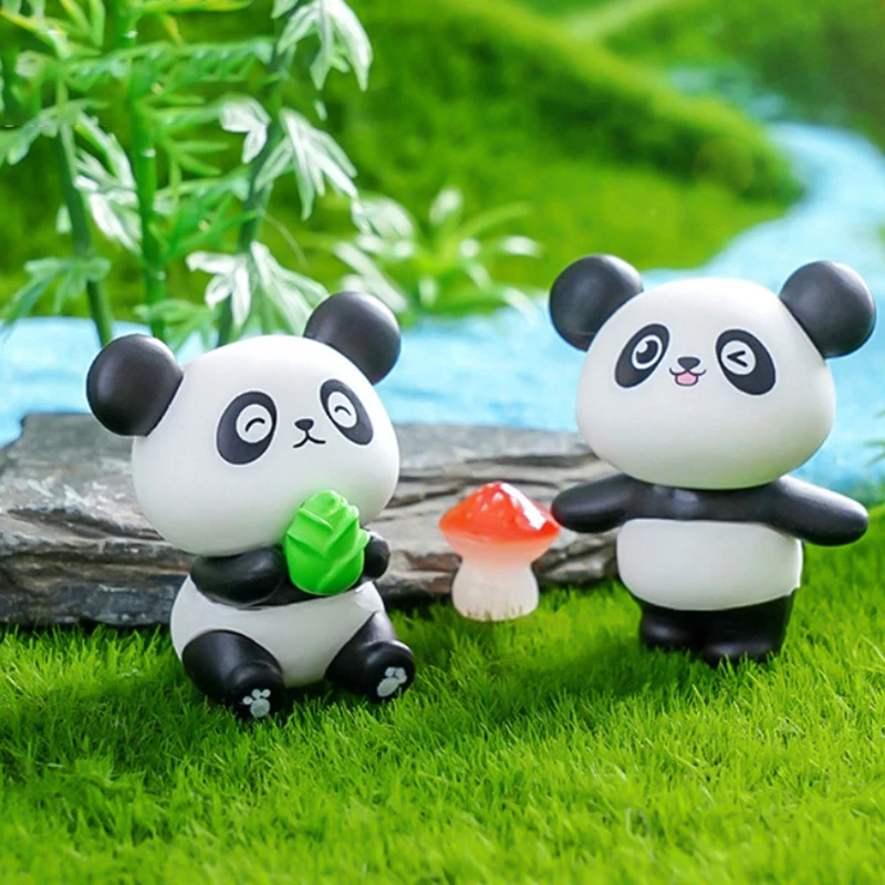 Cute Cartoon Mini Panda Doll Miniature Figurine Micro Landscape Ornaments Creative DIY Home Decoration Accessories Gifts