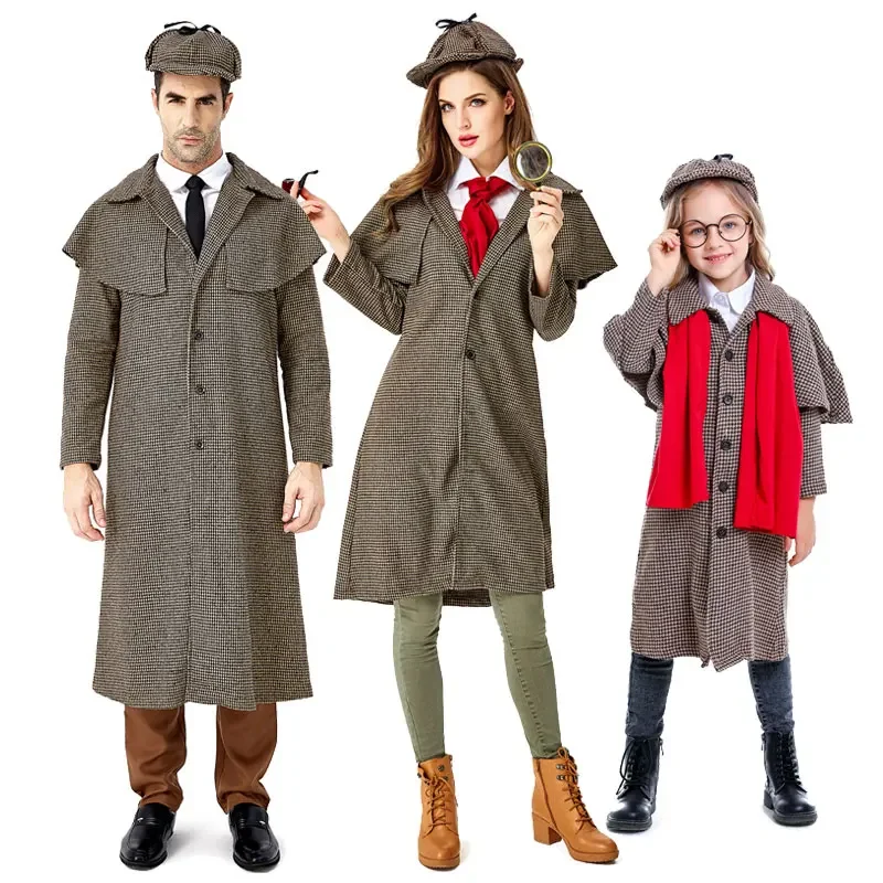 Halloween Boy Girl Major Detective Cosplay Costume British Style High Collar Coat for Men & Women Book Week Party Fancy Dress